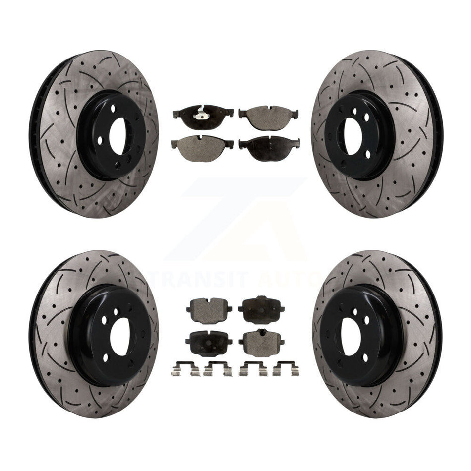 Front Rear Brake Rotors & Semi-Metallic Pad Kit (6Pc) For BMW 550i xDrive 650i Gran Coupe KDF-102009