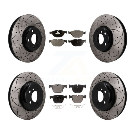 Front Rear Brake Rotors & Semi-Metallic Pad Kit (6Pc) For BMW 535i GT xDrive 740Li 740i 7 KDF-102010