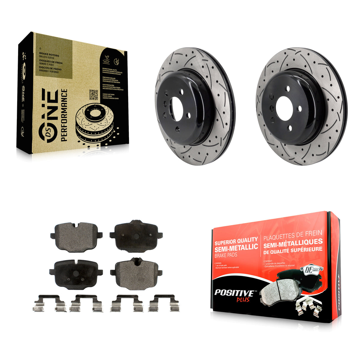 Rear Drilled Slot Brake Rotors Semi-Metallic Pad Kit For 2020-2021 BMW X4 M/M Competition KDF-102067