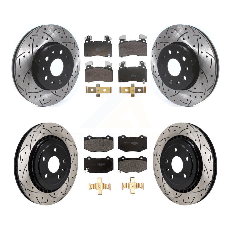 Front Rear Drill Slot Brake Rotor Semi-Metallic Pad Kit For Chevrolet Camaro SS with 3.6L KDF-102075