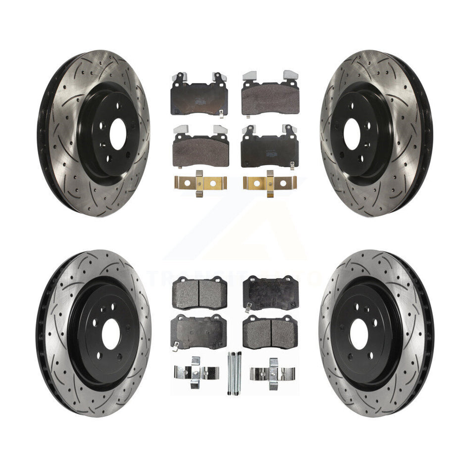 Front Rear Drill Slot Brake Rotor Semi-Metallic Pad Kit For 2010-2015 Chevrolet Camaro SS KDF-102078