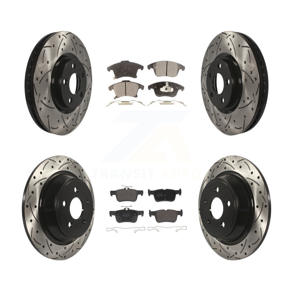 Front Rear Drill Slot Brake Rotors Semi-Metallic Pad Kit For Ford Police Responder Hybrid KDF-102079
