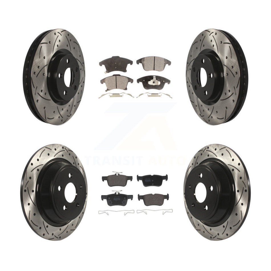 Front Rear Drill Slot Brake Rotors Semi-Metallic Pad Kit For Ford Police Responder Hybrid KDF-102079