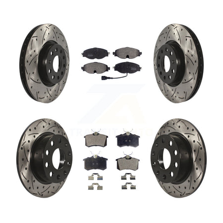 Front Rear Drill Slot Disc Brake Rotor Semi-Metallic Pad Kit For Volkswagen Golf Alltrack KDF-102081