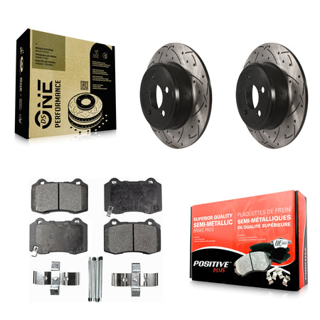 Rear Drill Slot Brake Rotors Semi-Metallic Pad Kit For 16 Chrysler 300 With Brembo Brakes KDF-102086