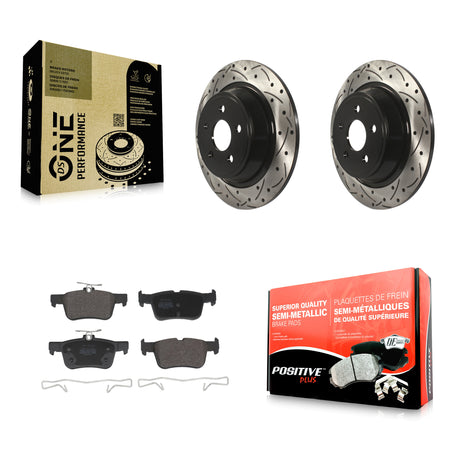 Rear Drill Slot Brake Rotors Semi-Metallic Pad Kit For 19-20 Ford Police Responder Hybrid KDF-102087