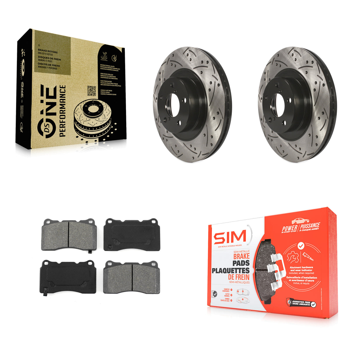 Front Drill Slot Brake Rotor Semi-Metallic Pad Kit For 2019 Toyota 86 TRD Special Edition KDS-100064