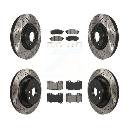 Front Rear Coated Drilled Slotted Disc Brake Rotors Semi-Metallic Pad Kit For Nissan 370Z KDS-100257