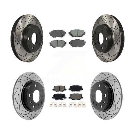 Front Rear Coated Drilled Slot Disc Brake Rotor & Semi-Metallic Pad Kit For Mazda 3 Sport KDS-100365