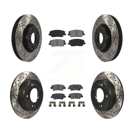 Front Rear Drill Slot Disc Brake Rotor Semi-Metallic Pad Kit For Kia Forte Forte5 Hyundai KDS-100630
