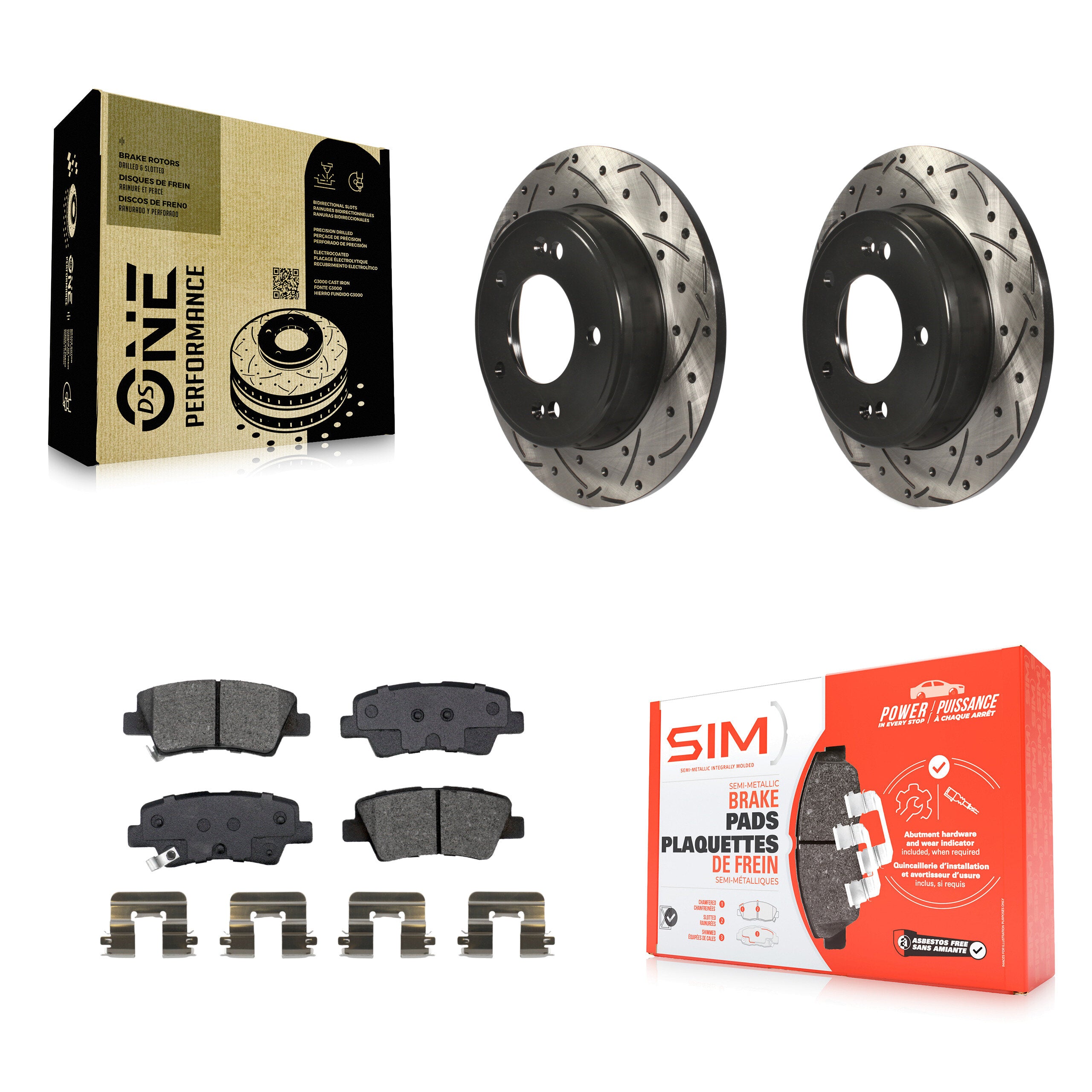 Rear Drill Slot Brake Rotors Semi-Metallic Pad Kit For Kia Forte Hyundai Kona Soul Forte5 KDS-100654