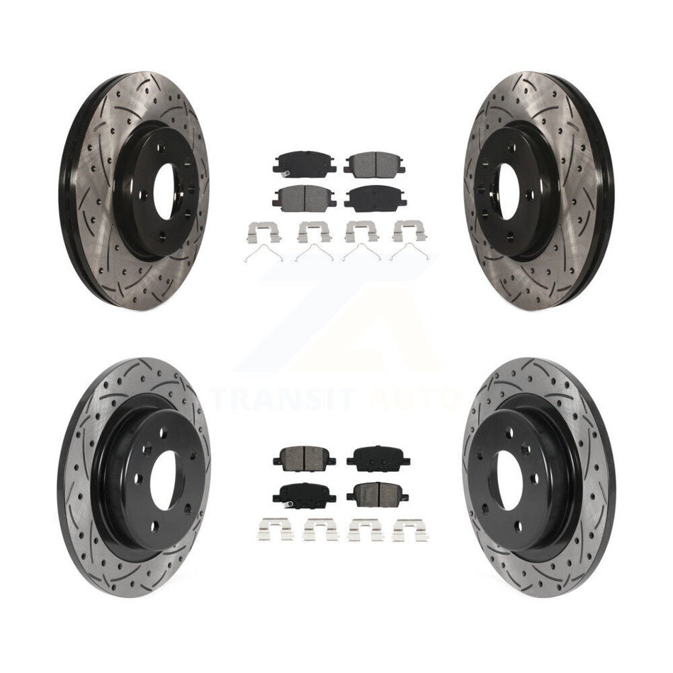 Front Rear Coated Drill Slot Disc Brake Rotors Semi-Metallic Pad Kit For Chevrolet Malibu KDS-100708