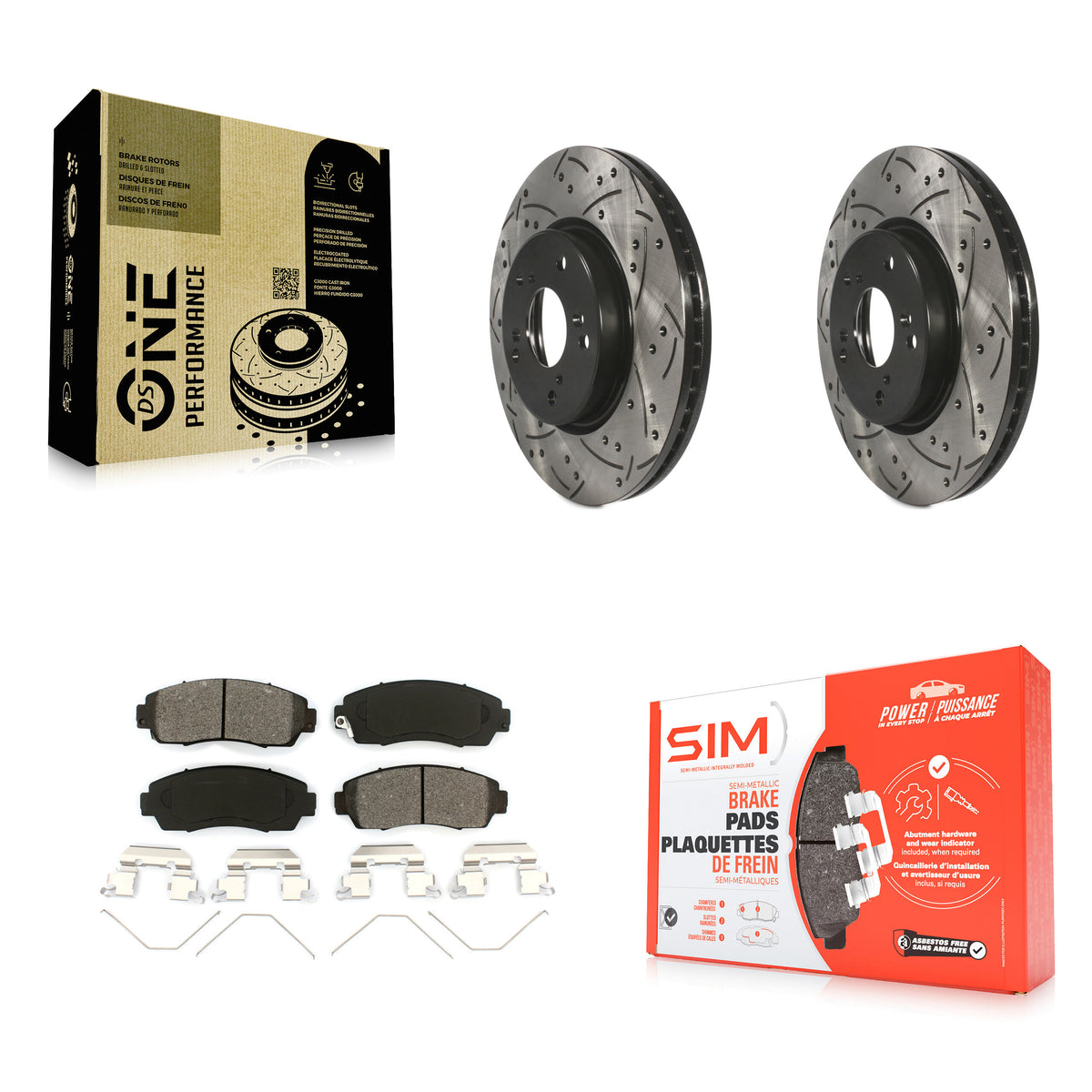 Front Coated Drilled Slotted Disc Brake Rotors And Semi-Metallic Pads Kit For Honda CR-V KDS-100902
