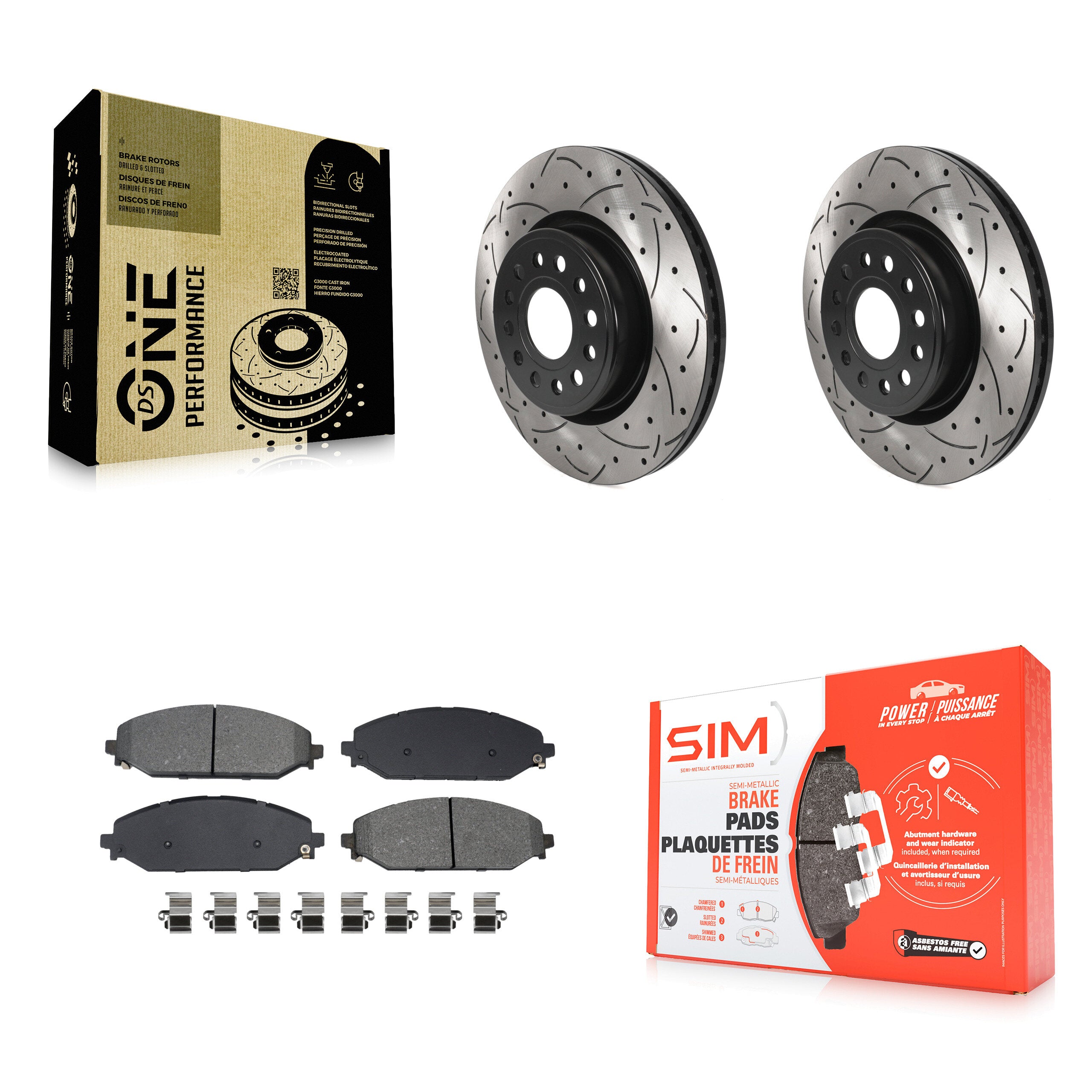 Front Coated Drilled Slotted Disc Brake Rotors And Semi-Metallic Pads Kit For Ram 1500 KDS-100906