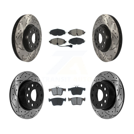 Front Rear Drill Slot Brake Rotor Semi-Metallic Pad Kit For 2022-2023 Volkswagen Taos FWD KDS-100909