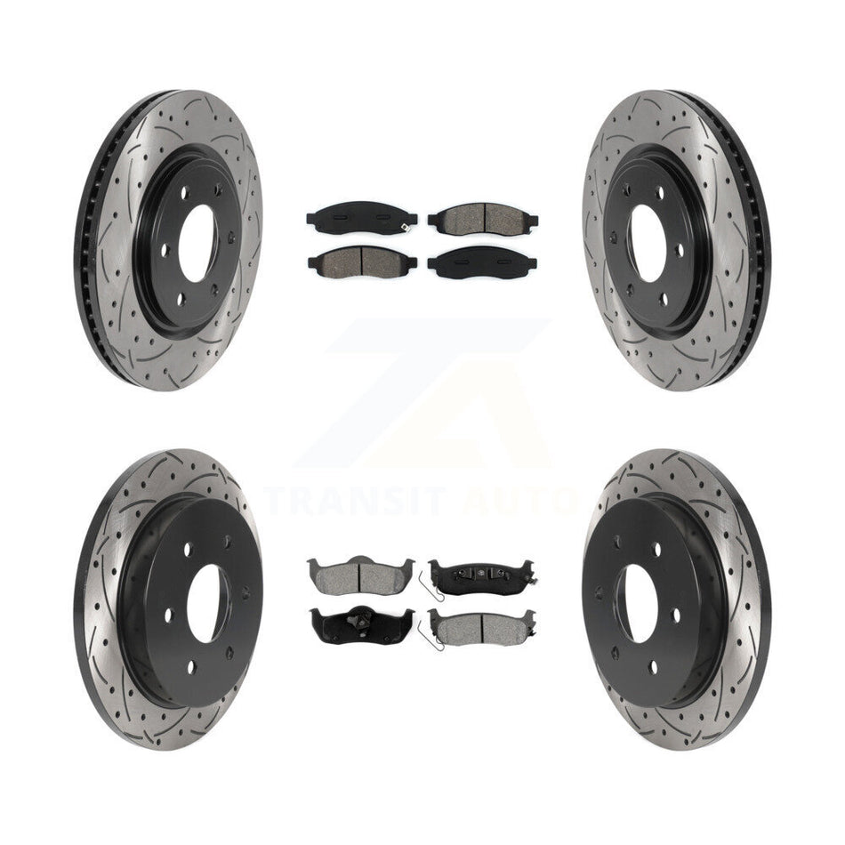 Front Rear Drill Slot Brake Rotors Semi-Metallic Pad Kit For 2007 Nissan TITAN From 04 07 KDS-100912
