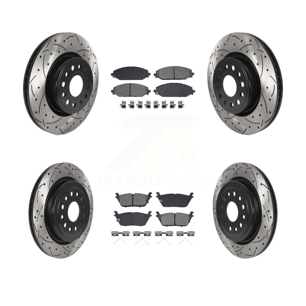 Front Rear Coated Drilled Slotted Disc Brake Rotor And Semi-Metallic Pad Kit For Ram 1500 KDS-100913