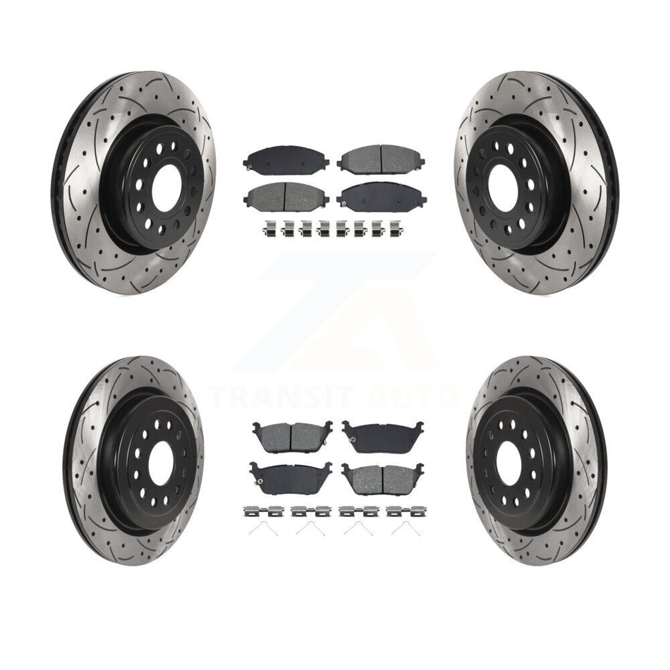 Front Rear Coated Drilled Slotted Disc Brake Rotor And Semi-Metallic Pad Kit For Ram 1500 KDS-100913