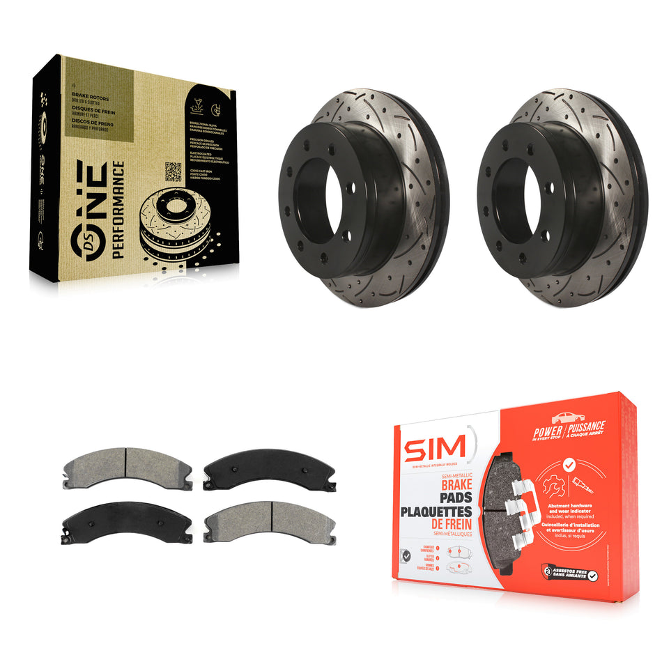 Rear Coated Drill Slot Disc Brake Rotors Semi-Metallic Pad Kit For Chevrolet Express 4500 KDS-100918