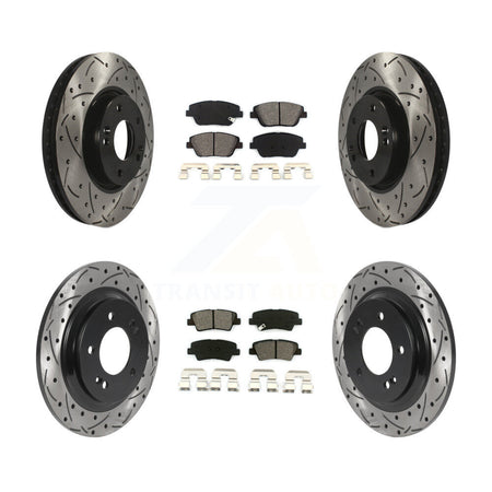 Front Rear Coated Drilled Slot Disc Brake Rotors Semi-Metallic Pad Kit For Hyundai Sonata KDS-100920
