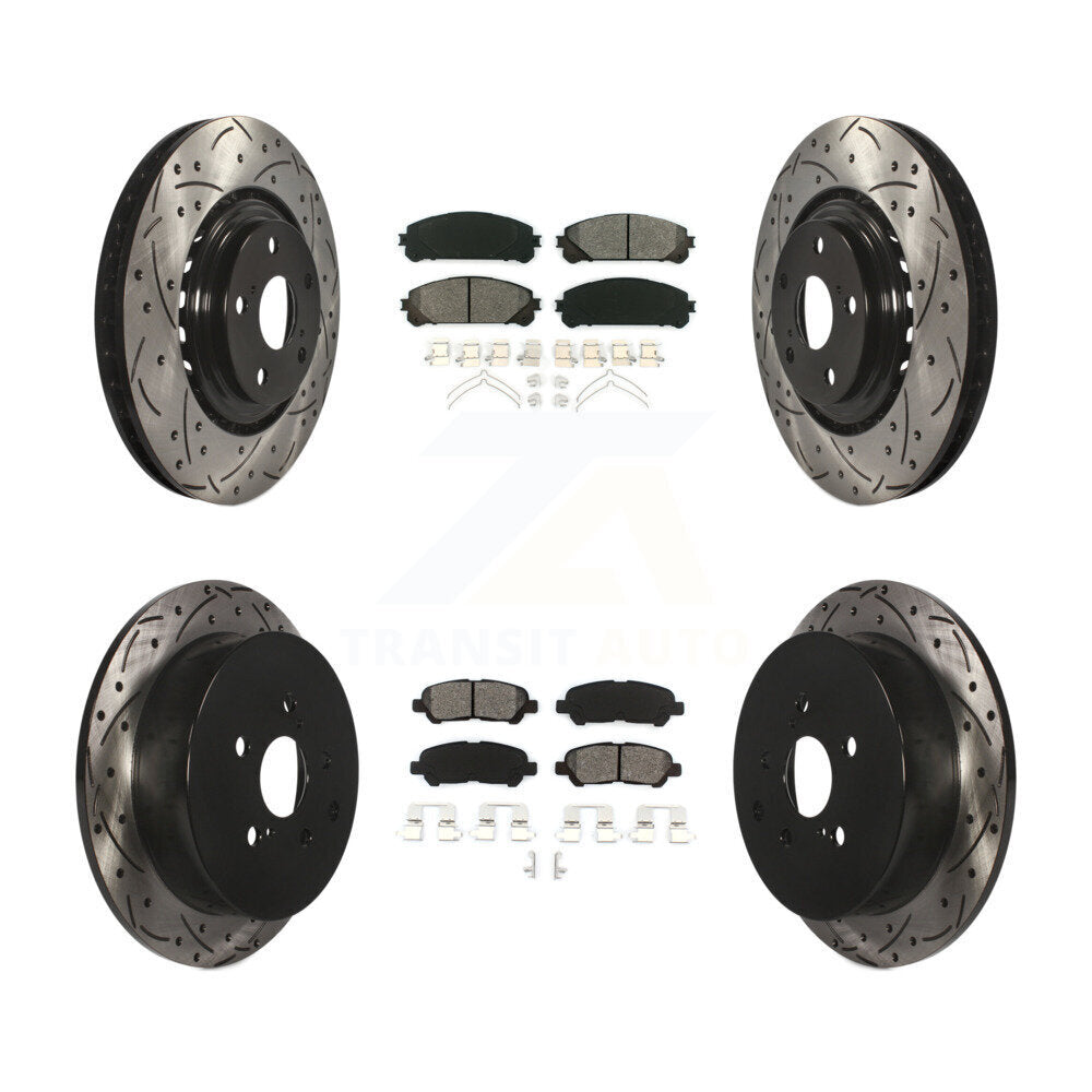 Front Rear Coated Drill Slot Disc Brake Rotor Semi-Metallic Pad Kit For Toyota Highlander KDS-100932