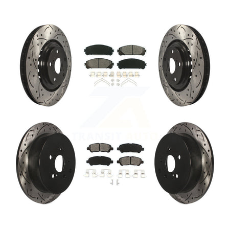 Front Rear Coated Drill Slot Disc Brake Rotor Semi-Metallic Pad Kit For Toyota Highlander KDS-100932