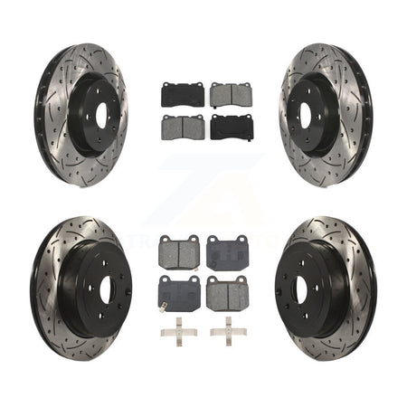 Front Rear Drilled Slot Disc Brake Rotor Semi-Metallic Pad Kit For Subaru Impreza WRX STI KDS-100942