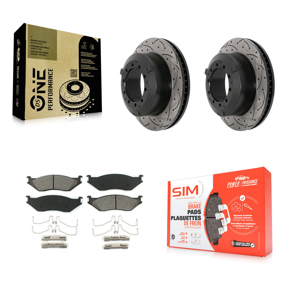 Front Drill Slot Brake Rotors Semi-Metallic Pad Kit For International TerraStar IC AE Bus KDS-100947