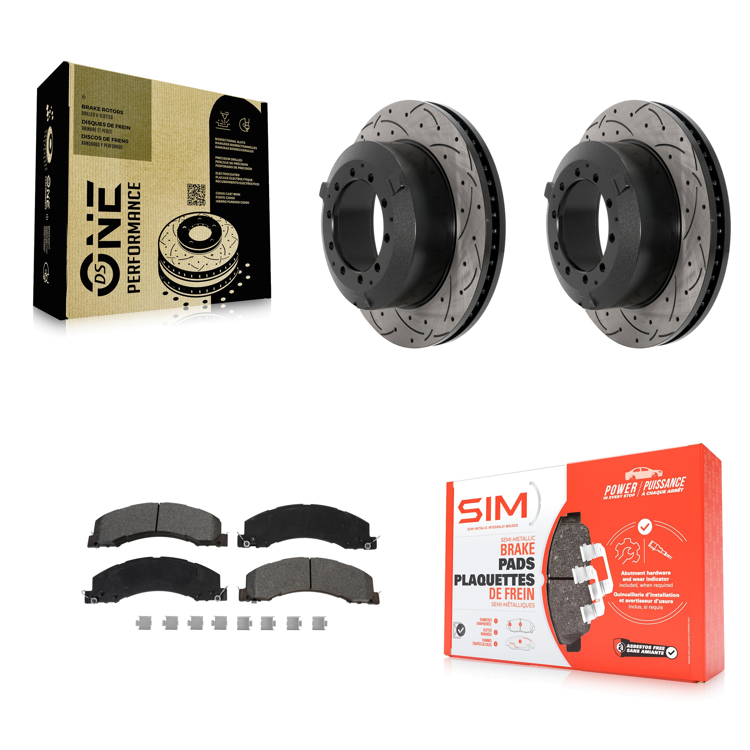 Rear Drill Slot Brake Rotors Semi-Metallic Pad Kit For Ram Dodge Sterling Truck 4500 5500 KDS-100952
