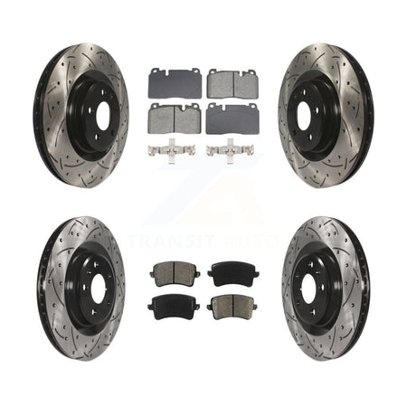 Front Rear Coated Drilled Slotted Disc Brake Rotors And Semi-Metallic Pad Kit For Audi Q5 KDS-100967