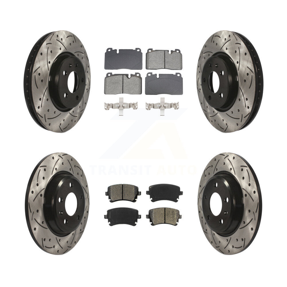Front Rear Drill Slot Disc Brake Rotor Semi-Metallic Pad Kit For 2016 Audi Q5 FLEX engine KDS-100968