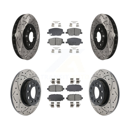 Front Rear Coated Drilled Slotted Disc Brake Rotor Semi-Metallic Pad Kit For Jeep Compass KDS-100970