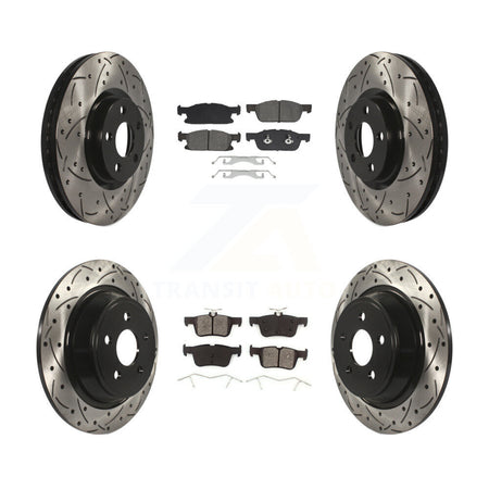 Front Rear Coat Drill Slot Disc Brake Rotor Semi-Metallic Pad Kit For Lincoln Continental KDS-100973