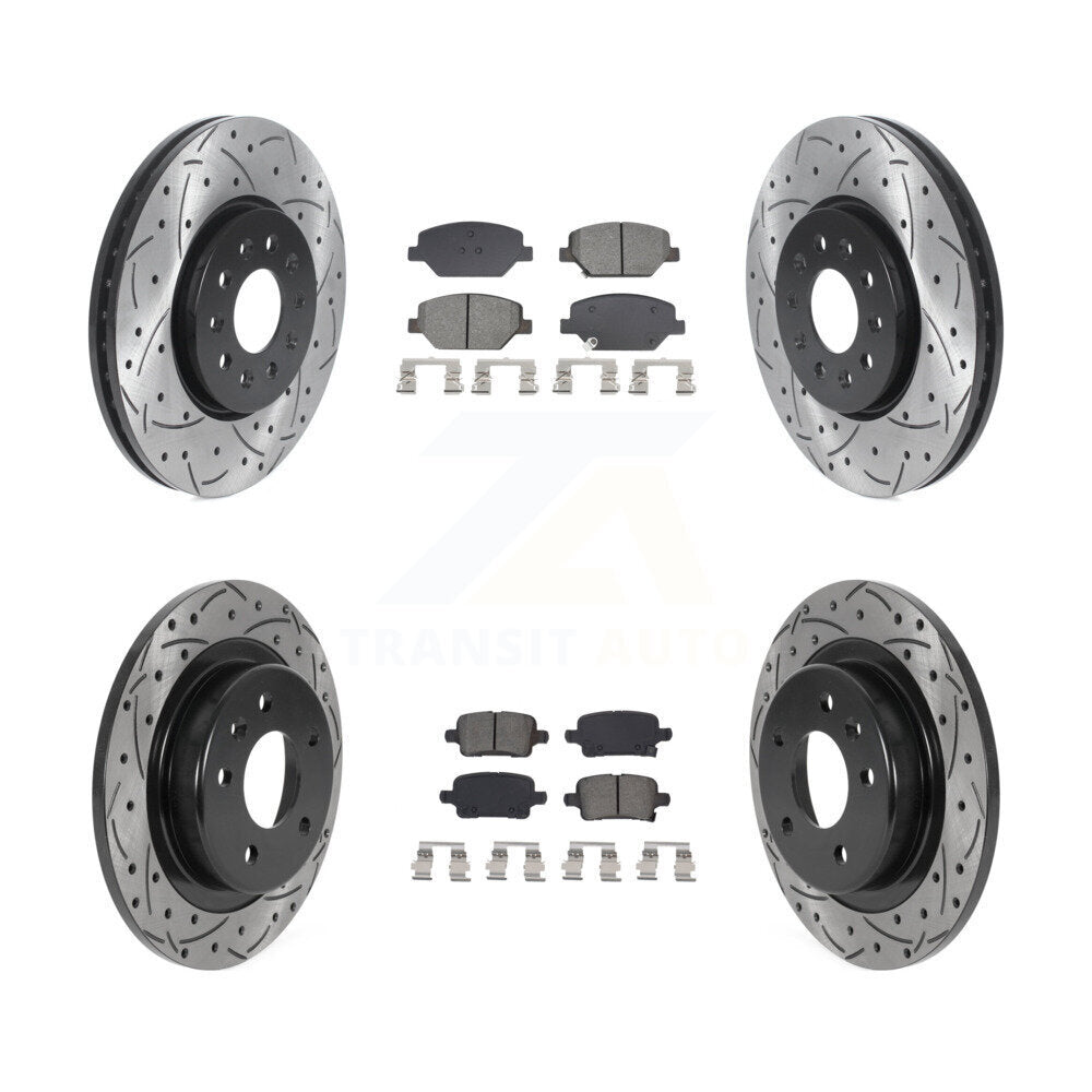 Front Rear Drill Slot Brake Rotor Semi-Metallic Pad Kit For Chevrolet Equinox GMC Terrain KDS-100974