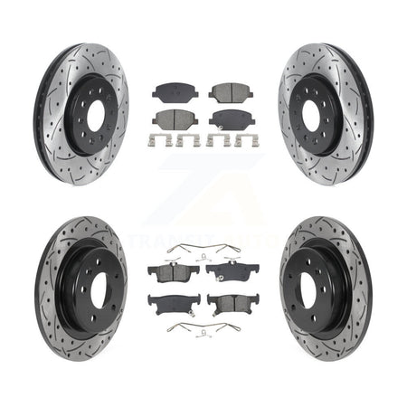 Front Rear Coated Drilled Slot Disc Brake Rotors Semi-Metallic Pad Kit For Buick Envision KDS-100975