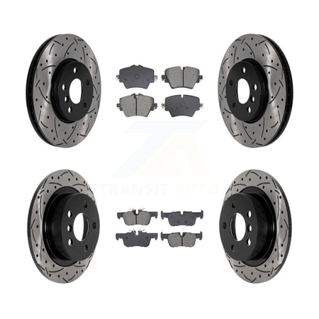 Front Rear Drilled Slot Disc Brake Rotor Semi-Metallic Pad Kit For Mini Cooper Countryman KDS-100977