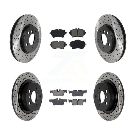 Front Rear Coat Drill Slot Disc Brake Rotor Semi-Metallic Pad Kit For Mini Cooper Clubman KDS-100978