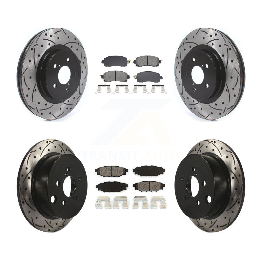 Front Rear Drill Slot Disc Brake Rotor Semi-Metallic Pad Kit For Subaru Crosstrek Impreza KDS-100980
