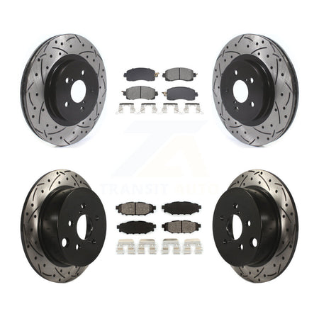 Front Rear Drill Slot Disc Brake Rotor Semi-Metallic Pad Kit For Subaru Crosstrek Impreza KDS-100980