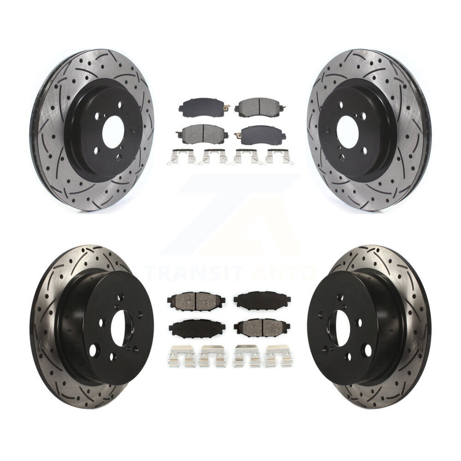 Front Rear Drill Slot Disc Brake Rotor Semi-Metallic Pad Kit For Subaru Crosstrek Impreza KDS-100980