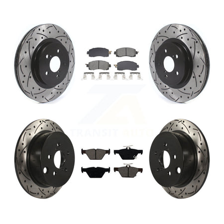 Front Rear Coated Drill Slot Disc Brake Rotors Semi-Metallic Pad Kit For Subaru Crosstrek KDS-100982