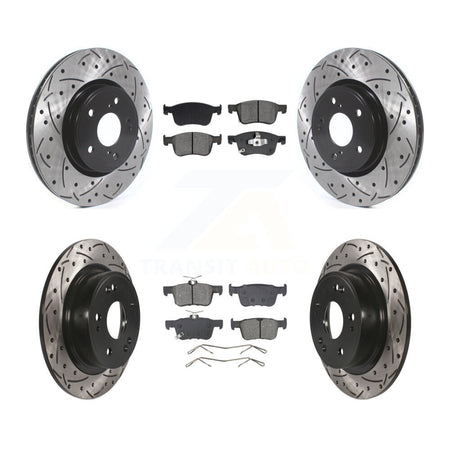 Front Rear Coated Drilled Slotted Disc Brake Rotor Semi-Metallic Pad Kit For Honda Accord KDS-100983
