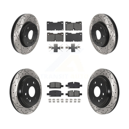 Front Rear Drill Slot Brake Rotors Semi-Metallic Pad Kit For Chevrolet GMC Silverado 1500 KDS-100985