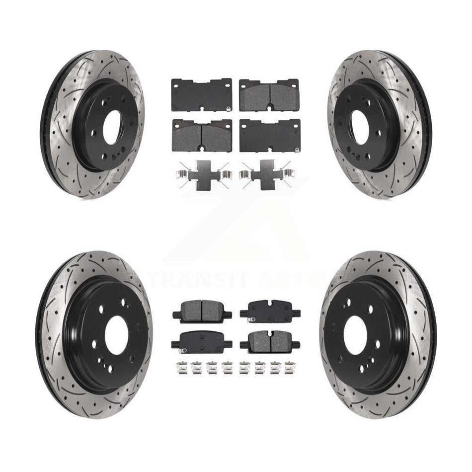 Front Rear Drill Slot Brake Rotors Semi-Metallic Pad Kit For Chevrolet GMC Silverado 1500 KDS-100985