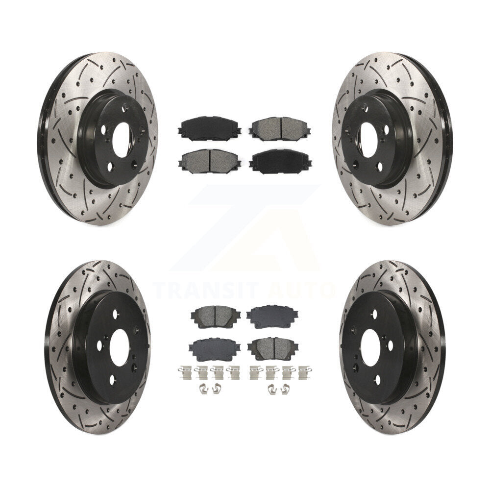 Front Rear Drill Slot Disc Brake Rotor Semi-Metallic Pad Kit For 2019 Toyota Corolla 1.8L KDS-100986