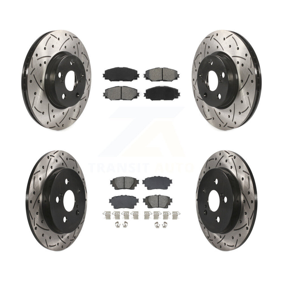 Front Rear Drill Slot Disc Brake Rotor Semi-Metallic Pad Kit For 2019 Toyota Corolla 1.8L KDS-100986
