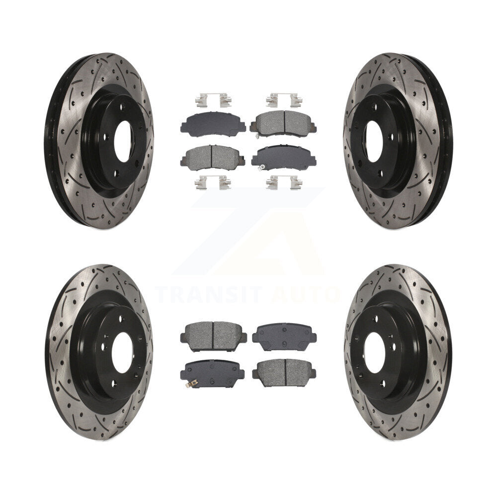 Front Rear Drill Slot Disc Brake Rotor Semi-Metallic Pad Kit For Mitsubishi Eclipse Cross KDS-100987