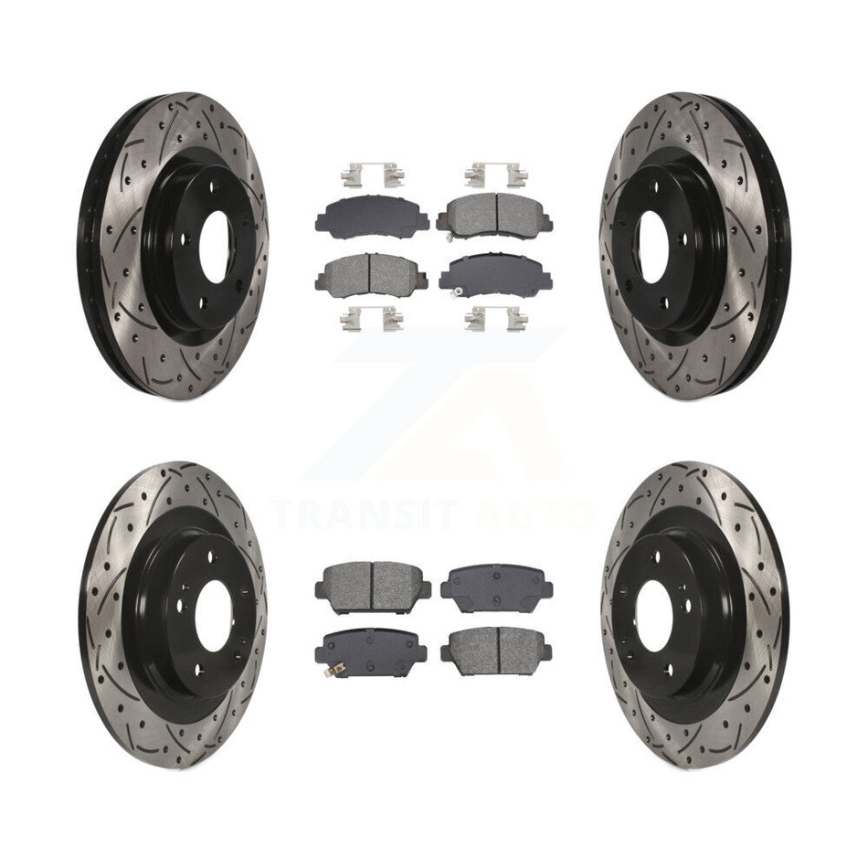 Front Rear Drill Slot Disc Brake Rotor Semi-Metallic Pad Kit For Mitsubishi Eclipse Cross KDS-100987