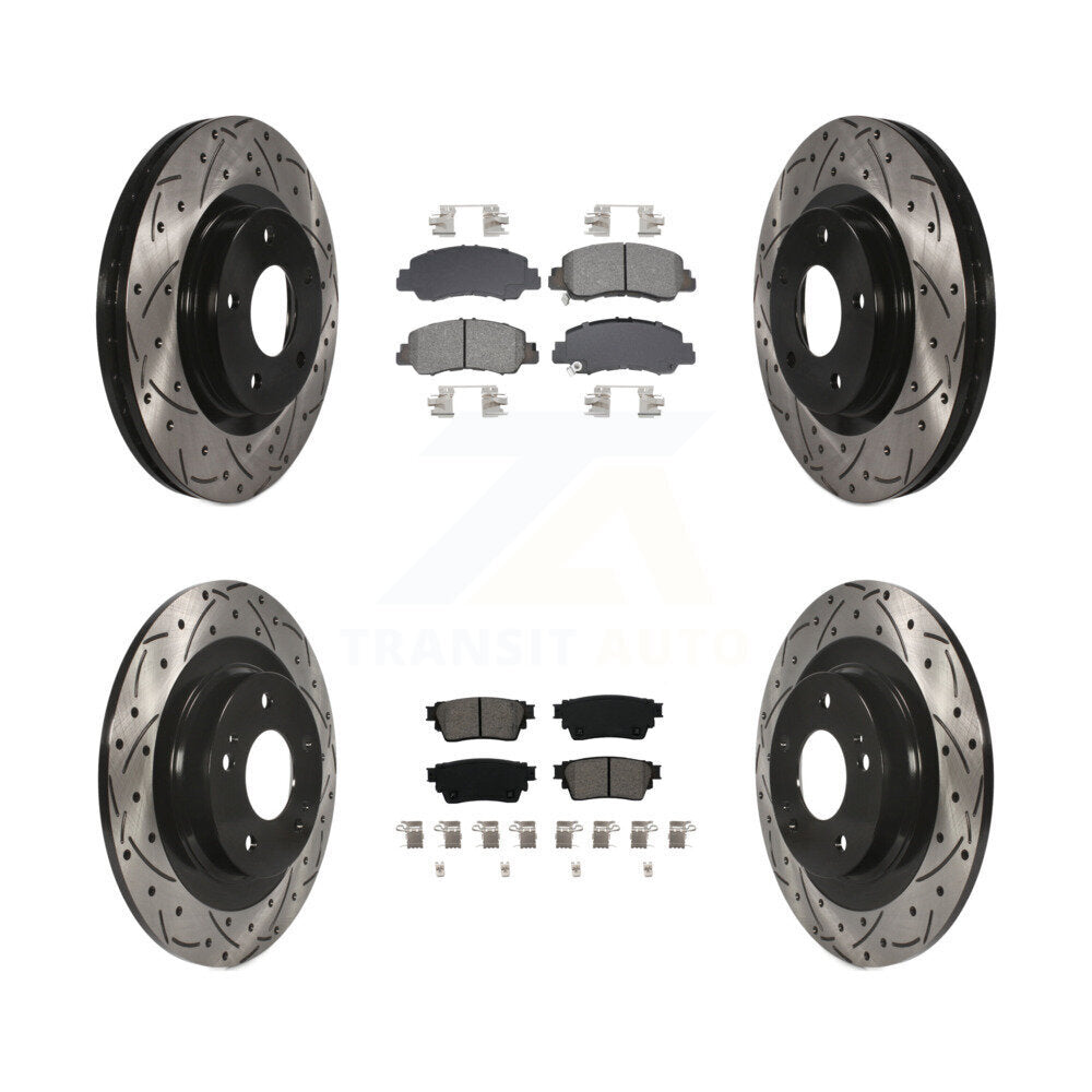 Front Rear Drill Slot Disc Brake Rotor Semi-Metallic Pad Kit For Mitsubishi Eclipse Cross KDS-100988