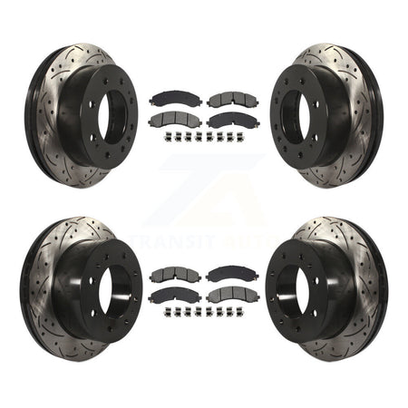 Front Rear Drill Slot Brake Rotors Semi-Metallic Pad Kit For GMC Chevrolet Sierra 2500 HD KDS-100991